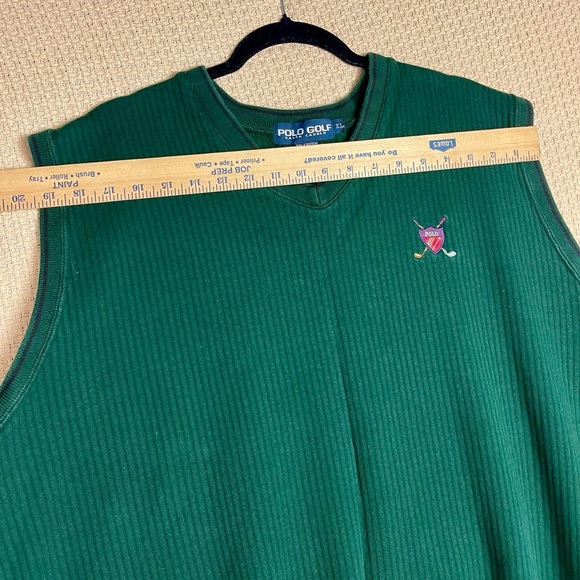 Ralph Lauren Polo Sweater Men medium Green Golf Vest wool Preppy Vintage - Picture 4 of 9
